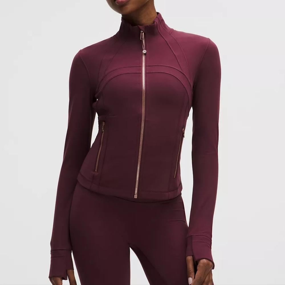 NWT Lululemon Define Cropped Jacket Nulu Burgundy Bay/Rose Gold 8